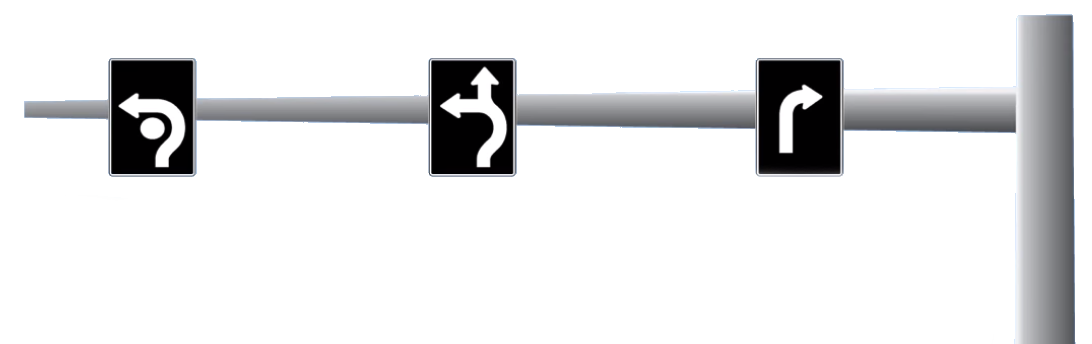 overhead lane markings street sign